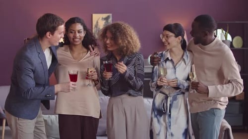Portrait of Multiethnic Friends Getting Together at Home