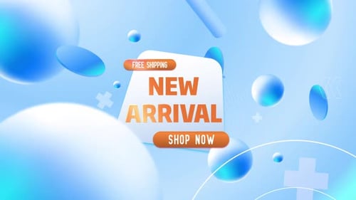 New Arrival shop animation blue background