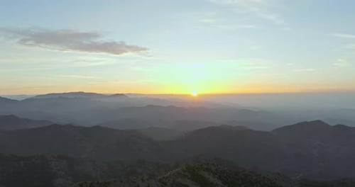 Mountain Range Sunrise Aerial View