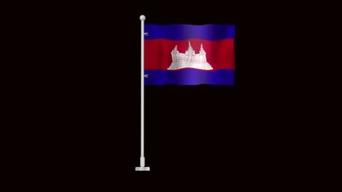 Realistic Cambodia Flag Waving Animation Loop