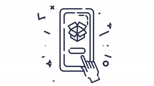 Animated Line Art Phone Icon: Package Delivery App Click