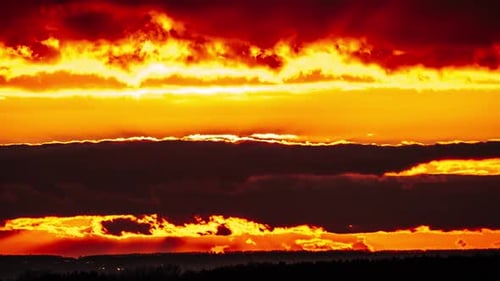 Fiery Sunset Sky with Clouds Time Lapse