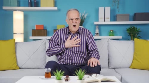 The sick old man is not feeling well.