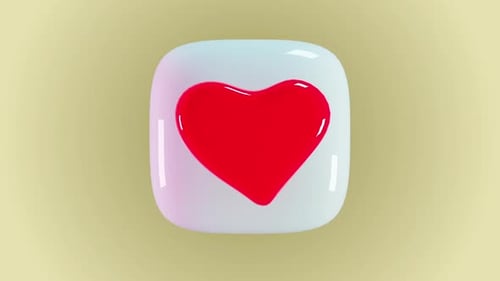 Glossy 3D Heart Icon Animation Reveal