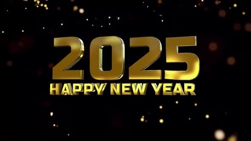 Golden 2025 Happy New Year Countdown Title Animation