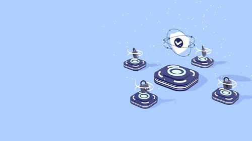 Cybersecurity Animation With Data Protection, Digital Privacy Concept And Copy Space For Text.