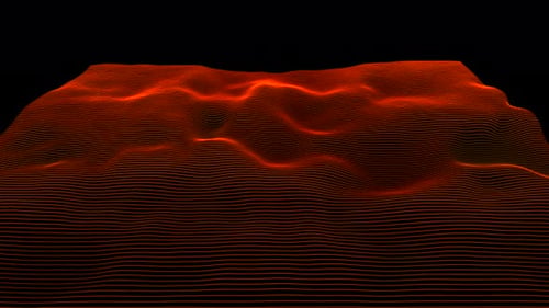 Dynamic Digital Wireframe Landscape Animation with Glowing Lines
