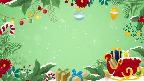 Animated Christmas Holiday Border with Falling Snow Background