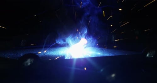 Intense Welding Arc with Flying Sparks