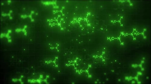 Hintergrund der chemischen Struktur. Bewegliche Animation zur Struktur chemischer Formeln.