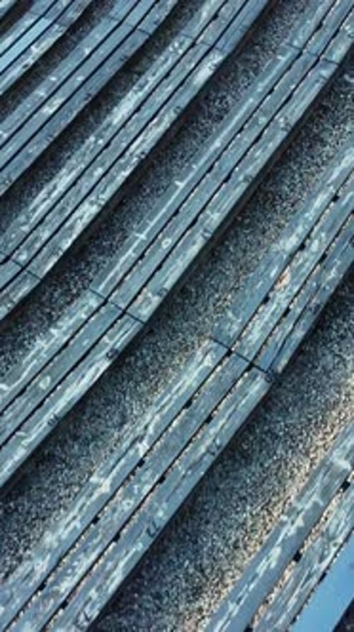 Vertical View Of Wooden Bleachers For Audience At Open-Air Sauleskalna Estrade Venue In Talsi,