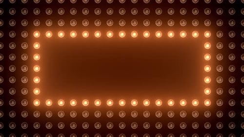 Marquee Light Board Sign Retro on Black Background Bright Golden Light Bulbs for Banner or Signboard