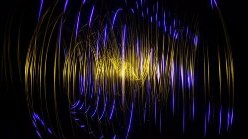Gold mit hellviolettem Sci-Fi-Hintergrund mit spiralförmigen Splines, VJ Loop, 4K