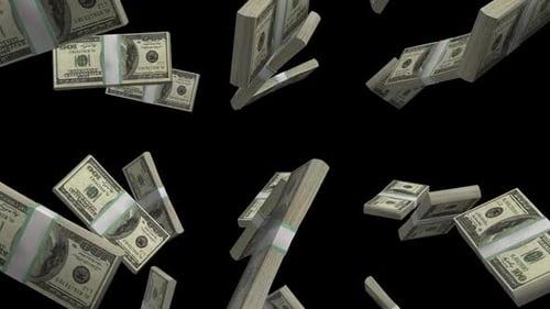 Einhundert Dollar Geld fallen auf den Alpha-Kanal