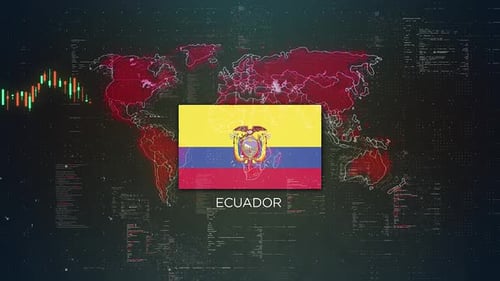 Ecuador Stock Market Chart Background With Flag