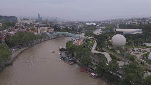 Aerial view of Bridge of Peace, Tbilisi, Georgia.