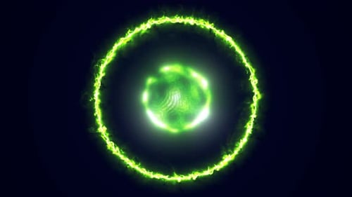 Glowing green bioelectric energy core surrounded by an electric ring