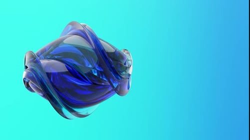 Dynamic Blue Fluid Glass Object Animation