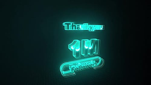 Neon Glow Thank You 1 Million Followers Text Animation