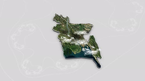 Animated 3D Map of Bangladesh with Moving Clouds