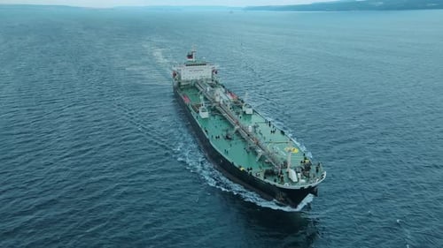 Oil Tanker Carrier Ship Underway Through Dardanelles Strait