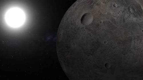 Realistic 3D Planet Rotating with Sun in Starry Space