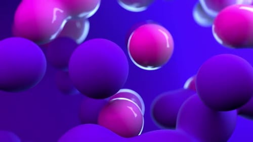 Abstract background with soft colored balls. 3D animation.