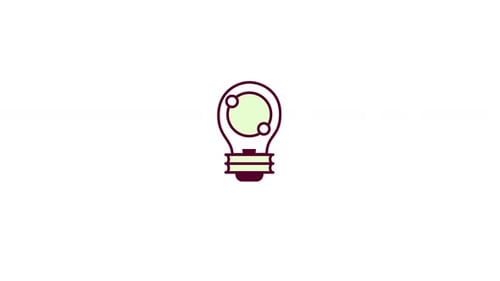 Animated Flat Design Lightbulb Icon with Orbiting Elements