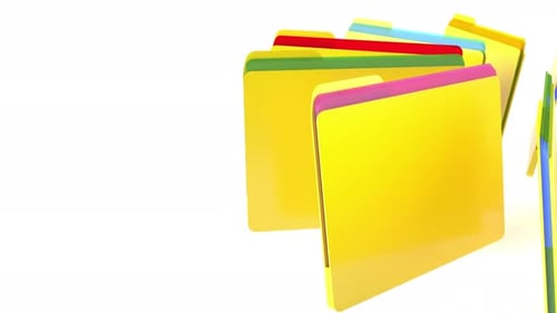Colorful Spinning Folders Animation for Data Organization