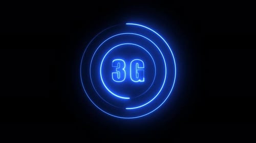 Neon circle line animation with 3G networking concept