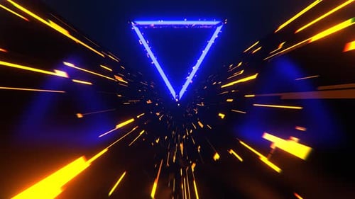 Orange And Blue Triangle Strobe Neon Futuristic Corridor Background Vj Loop I 4K