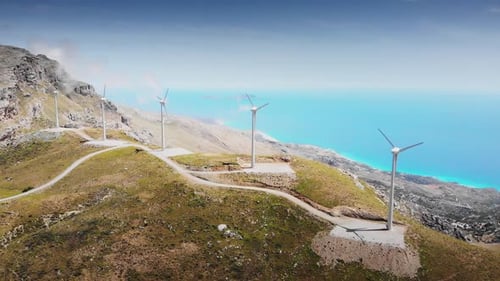 Wind turbines by the coast