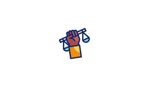 Animated Hand Holding Scales of Justice Icon