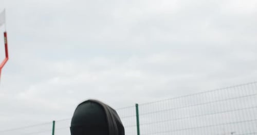 Training Motivation Athlete Man Working Out Outside on the Outdoor Gym Strong Fit Man Training