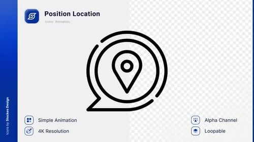 Minimalist Animated Location Pin Icon Loop for Maps and Navigation