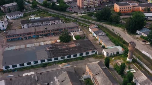 Old Aged Abandoned Deserted Warehouse Roofs in Eastern Europe
