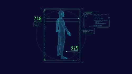 Loop-Animation eines 3D-HUD-Elements mit einer menschlichen Figur