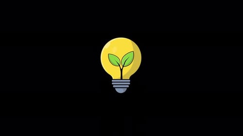 Animated Plant Growing Inside a Light Bulb. Ecology Concept Video - Transparent