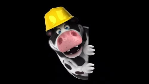 Fun 3D cartoon cow with a helmet (with alpha channel)