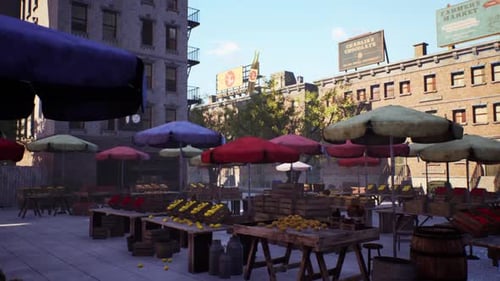 Animated Farmers Market Day to Night Time-Lapse