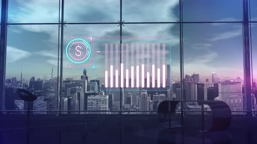 Hologram Of Dollar Rate Chart In A Modern Office Space