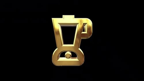 Golden Coffee Pot 3D Icon Rotating Animation