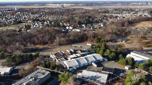 Aerial view of neighborhoods in suburban Sayreville, New Jersey