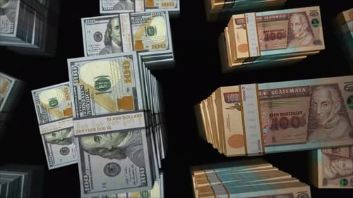 US Dollar and Guatemala quetzal money exchange loop