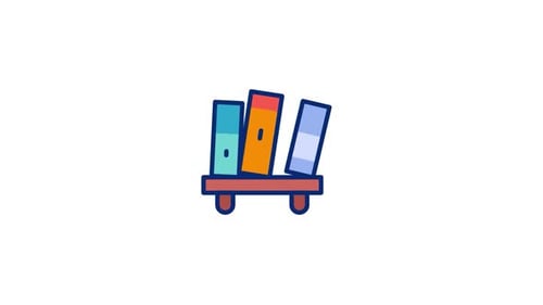 Animated Flat Design Bookshelf Icon for Education