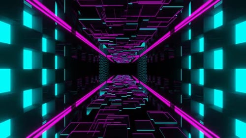 Cyan And Pink Fantastic Corridor Movement Background Vj Loop In HD
