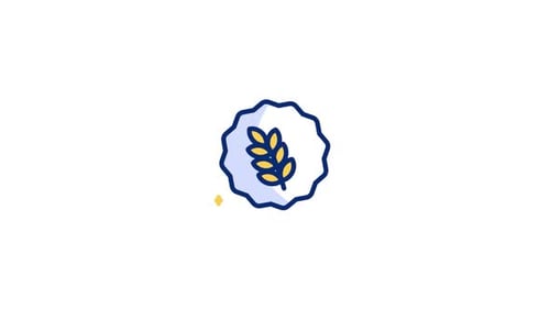 Animated Wheat Stalk Badge Icon with Sparkles