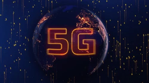 La planète Terre nocturne et le cyberespace du réseau 5G
