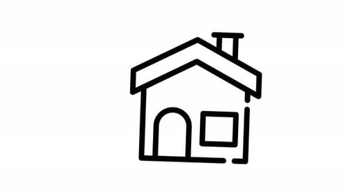 Minimalist Line Art House Icon Drawing Animation