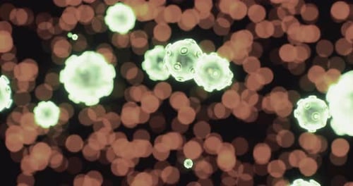 Futuristic Glowing Microscopic Organisms Science Background